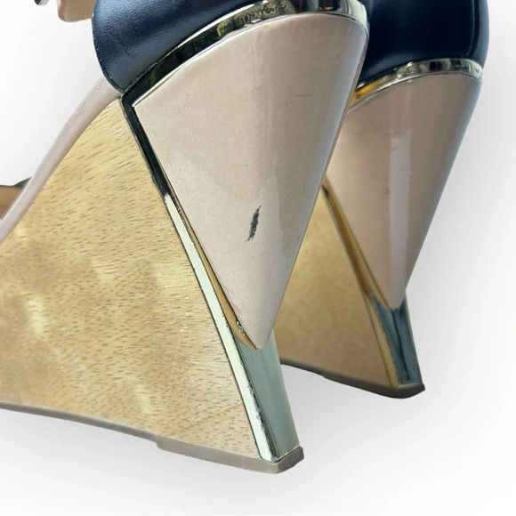 DIANE von FURSTENBERG Alara  Black Natural Designer Platform Sandals 9.5 - Picture 10 of 13